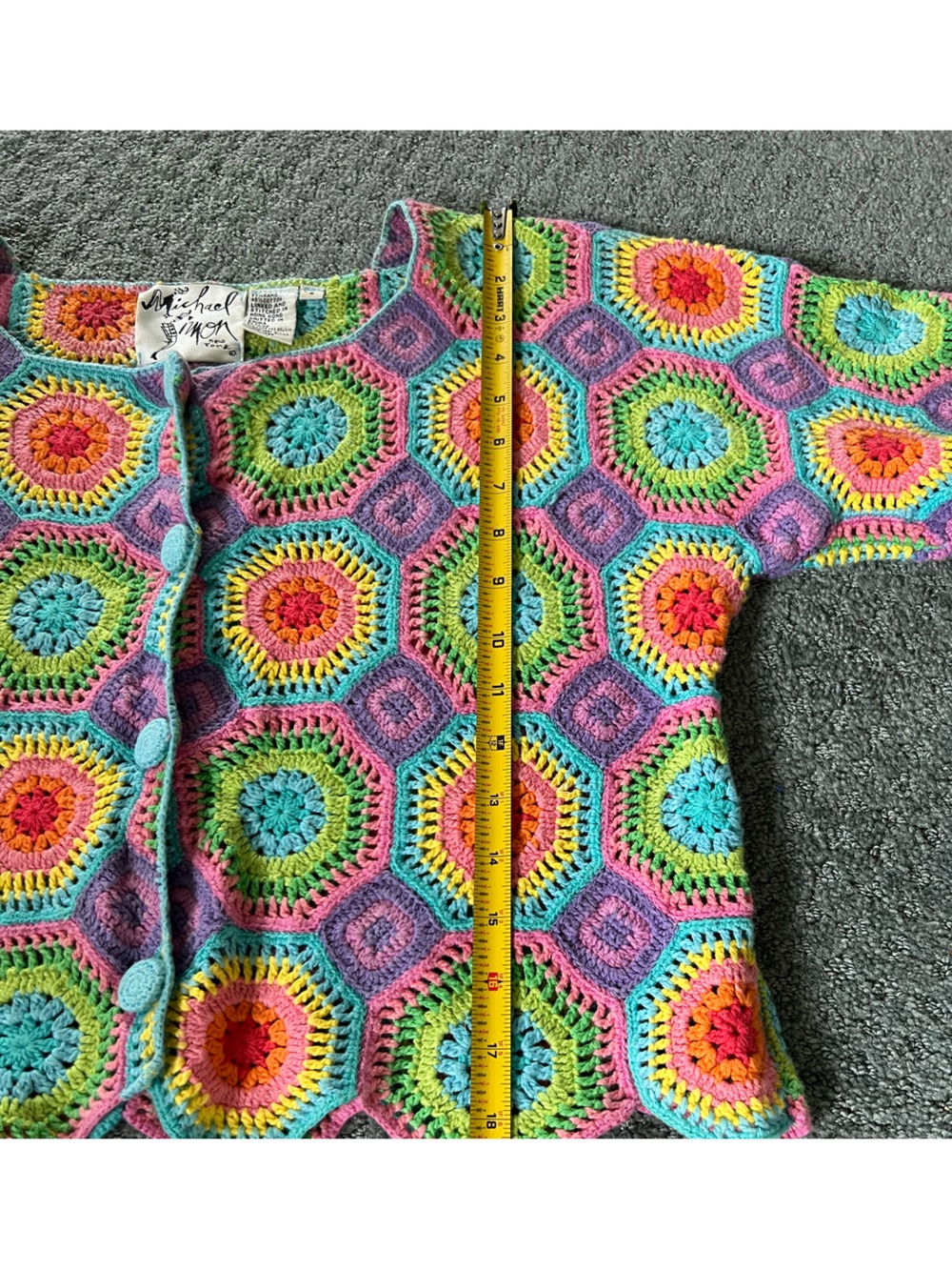 Price firm- Michael Simon S M Open Crochet Sweater Cardigan - Picture 6 of 7
